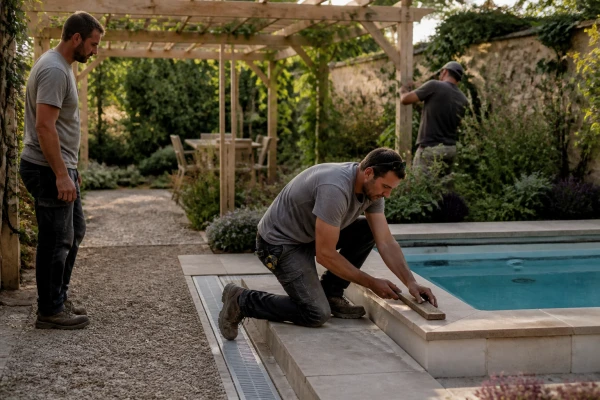 Construction spa extérieur jardin Valence