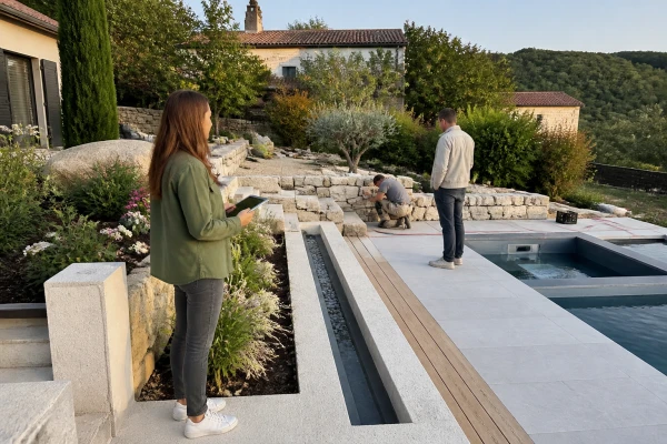 Création de jardin paysager avec terrasse